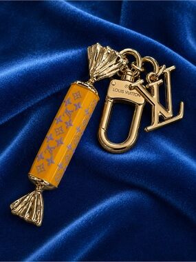 Candy BonBon Bag Charm / Keychain Gold Tone Statement Accessory New
